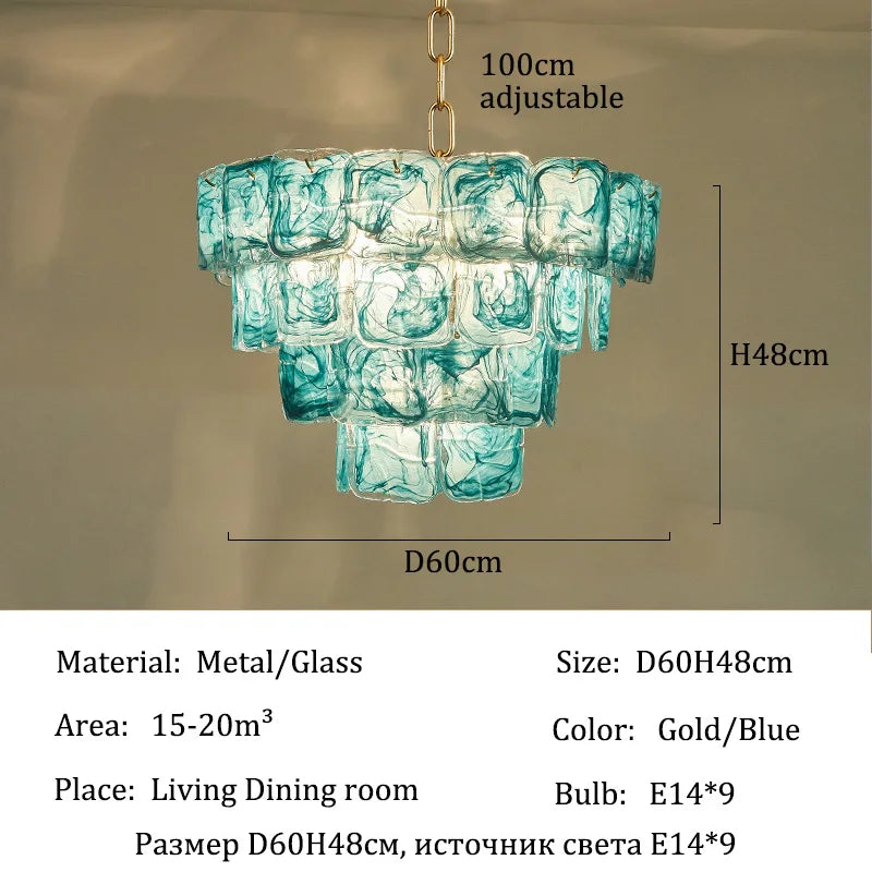 Luxury Murano Glass Ceiling Chandelier Pendant Light - Handcrafted Modern Hanging Lamp Fixture for Dining Room, Living Room & Home Interior Decor