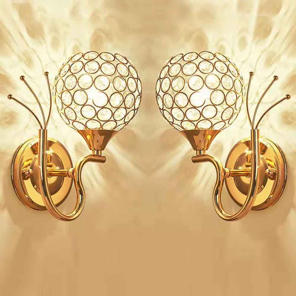 Modern LED Crystal Wall Light Wall Mounted Pendant Lamp E27 Socket Elegant Crystals Wall Sconce Decorative Bedroom Aisle Stairs