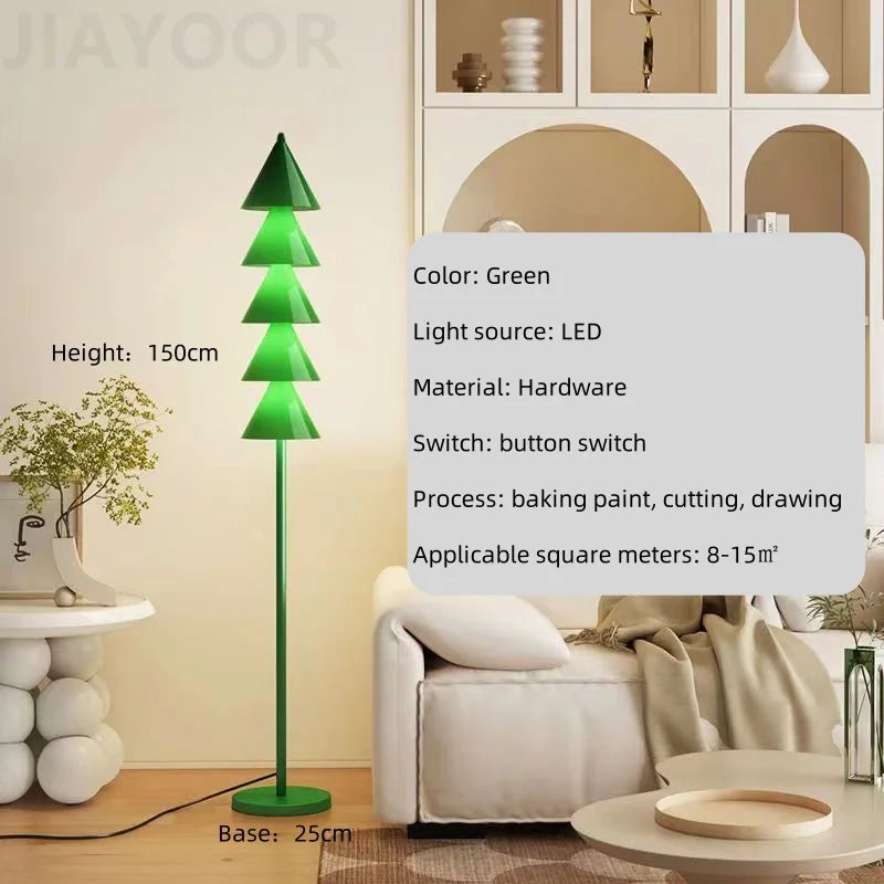 Janpanese Wabi-sabi Retro Art Creative Plated Atmosphere Green Tree Light LED Floor Lamp for Bedroom Home Decoration Chandelier