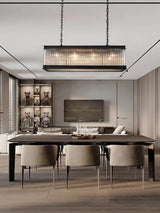 Home-appliance Classic Black Crystal Glass Bar Chandeliers Luxury Rectangle Hanging Lamp for Dining Room Decoration 2025 Lights