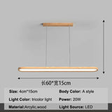Modern LED pendant light above dining table living room bar front desk dining room wooden strip light,indoor lighting fixtures