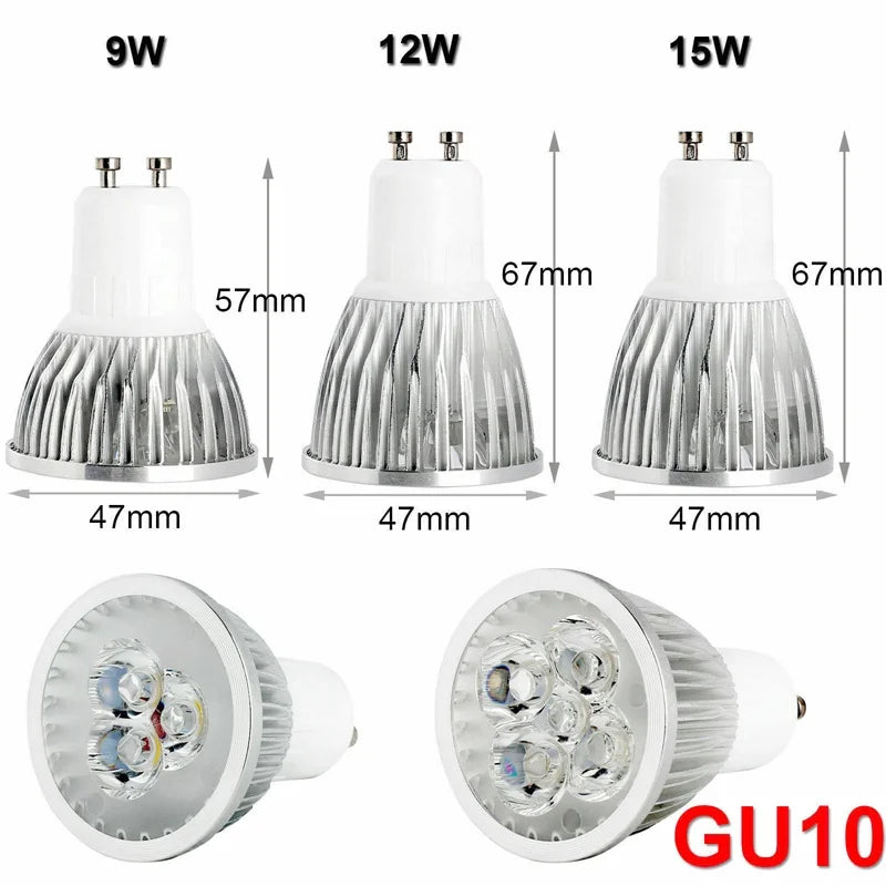 High Brightness LED Spotlight Bulb - E27 E14 GU10 MR16 Base (9W 12W 15W)