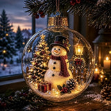 Acrylic Material Christmas Ball Ornament Transparent Design 8CM Size Santa Claus Pendant with Light Holiday Tree Pendant