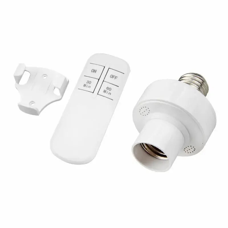 Smart Remote Control Light Switch E27 LED Lamp Wireless Timer Holder Bulb Base Socket On/Off 30M Range For Ceiling Chandelier