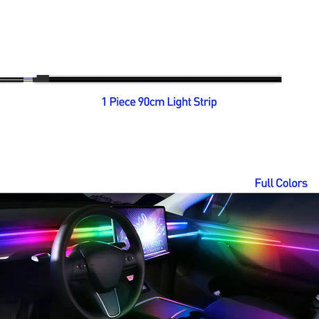 18 in 1 Car Ambient Light 64 Color Acrylic Strips 110cm 90cm 75cm 35cm 20cm Full Colors RGB Car Interior Bluetooth App Control