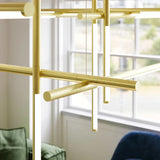 Italian Gold Modern LED Multi-Head Chandelier - Minimalist Pendant Hanging Light Fixture for Staircase, Living Room & Dining Table
