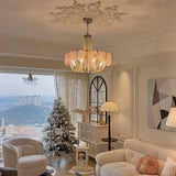 French Flower Glass Pendant Light Creamy Pearl Romantic Master Bedroom Lighting High-end Restaurant Lights