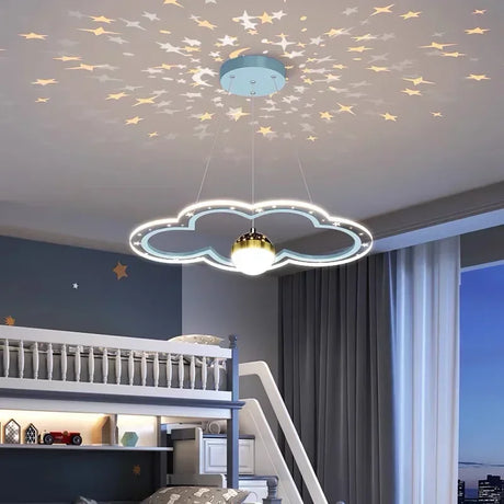 Modern Creative Star Children's Room LED Chandeliers for Bedroom Study Design Ring Lamp Home Decors Cartoon Warm Lighting Fixture
