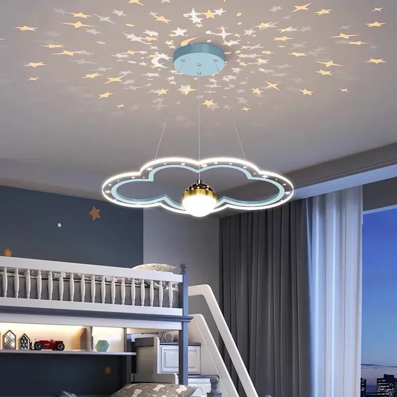 Modern Creative Star Children&#39;s Room LED Chandeliers for Bedroom Study Design Ring Lamp Home Decors Cartoon Warm Lighting Fixture