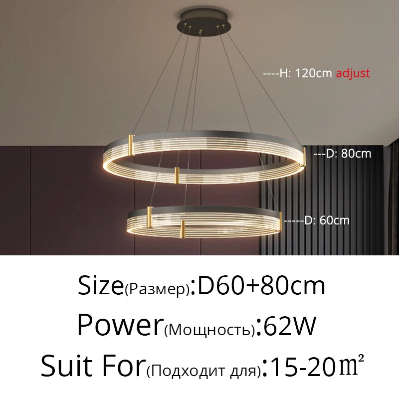 Nordic Living Room Pendant Light Luxury Ring Bedroom Lamp Modern Designer Lustre Home Decor Simple Dining Room Circle Chandelier
