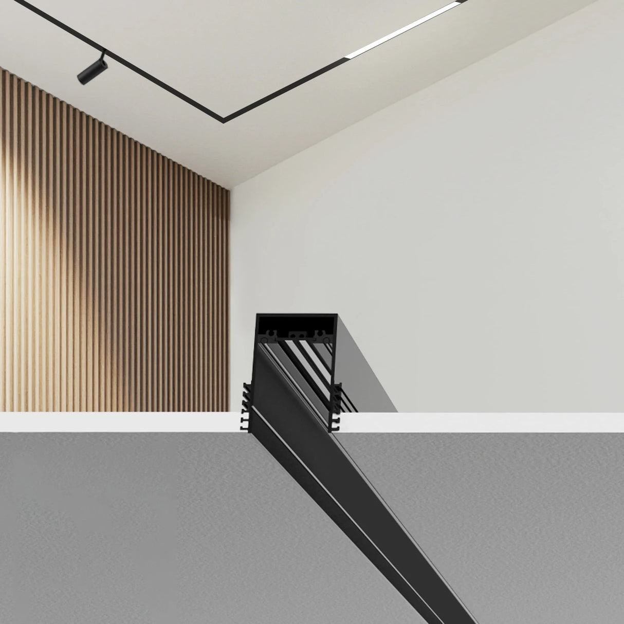 Recessed Magnetic Track Lighting 2-Wire DC 24V Track Rail System with LED Magnetic Light Head Kitchen Living Room Office