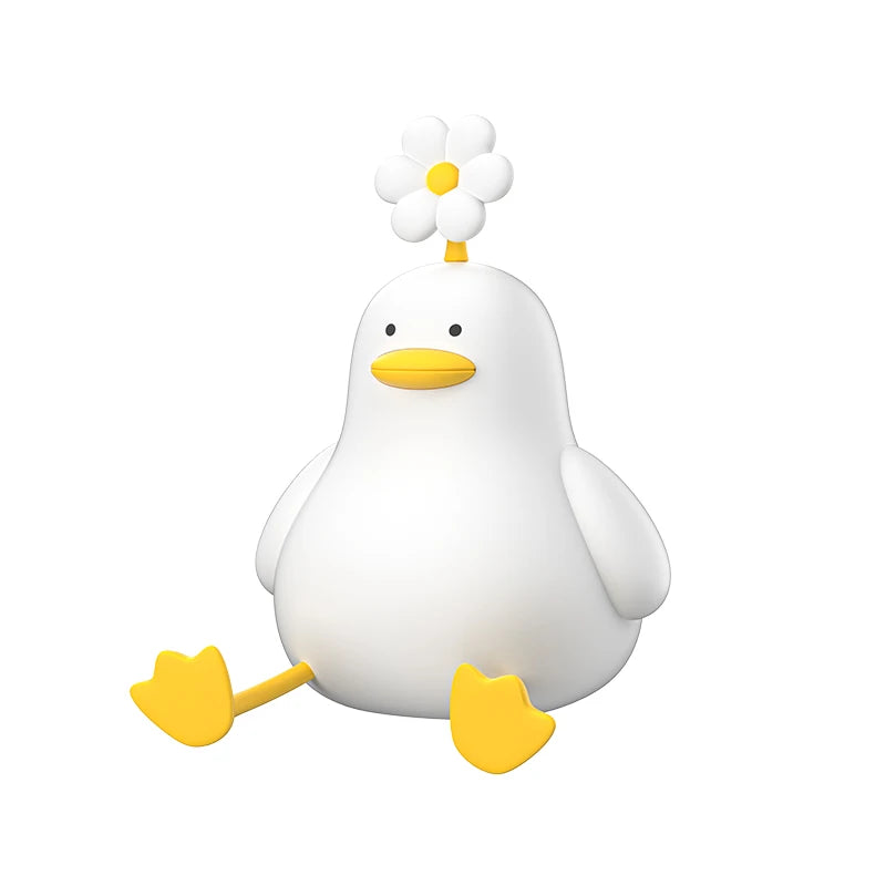 LED Night Lamp Cute Duck Cartoon Silicone Sleeping light USB Rechargeable Touch Sensor Timing Bedroom Bedside Lamp For Kid Gift