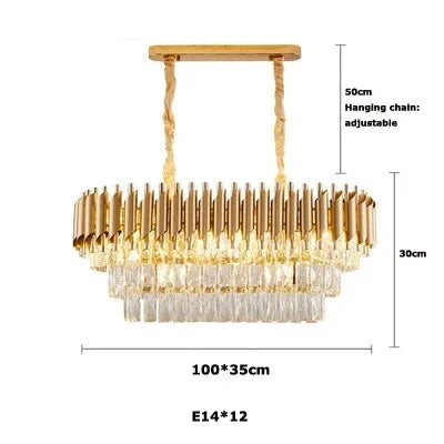 Modern round square layered crystal chandelier black gold luxury Led ceiling lamp living room main lamp villa foyer lighting