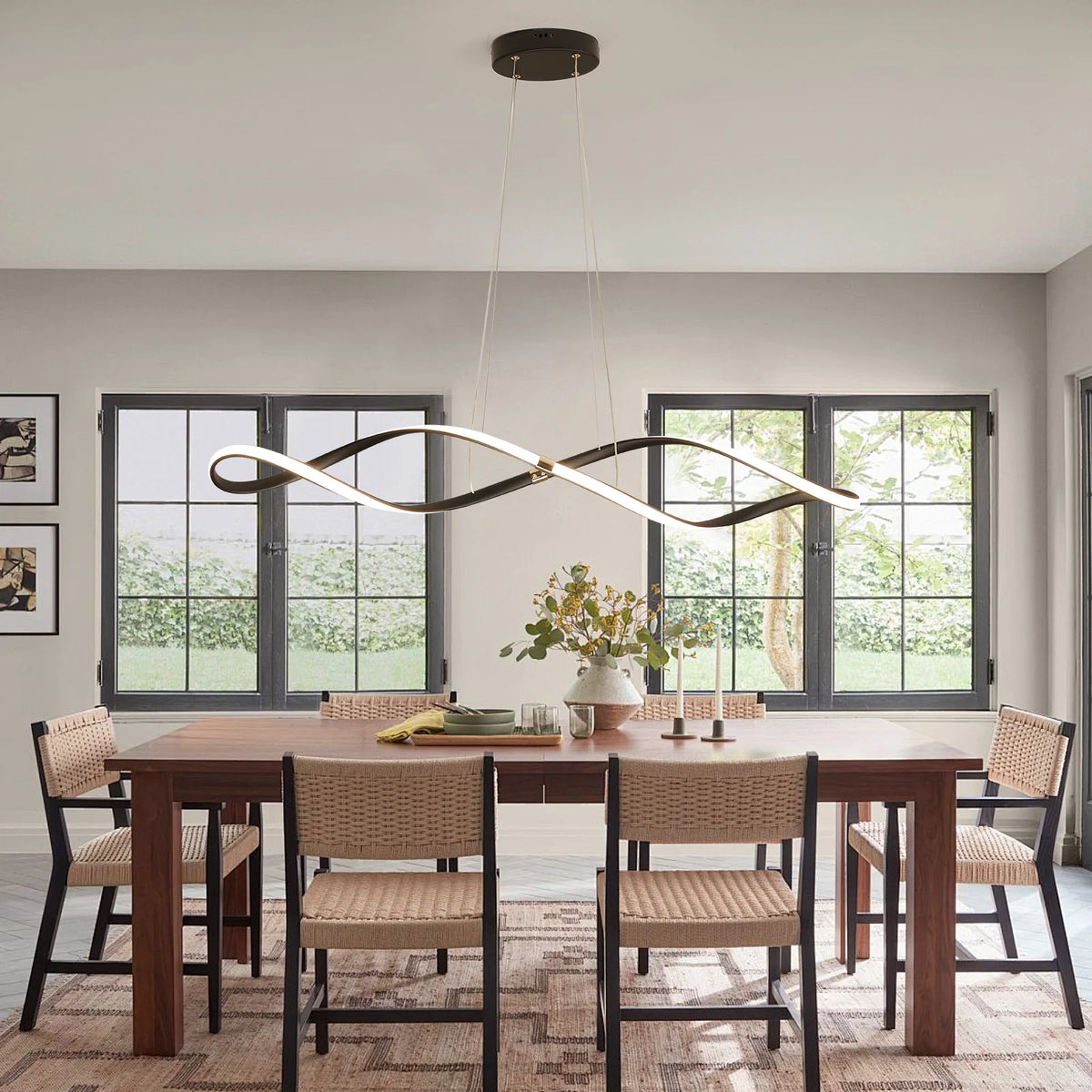 Gold/Chrome ceiling pendant lights,Dimmable Modern LED Pendant Chandelier for Restaurant Kitchen Island Lighting Fixture,L100cm