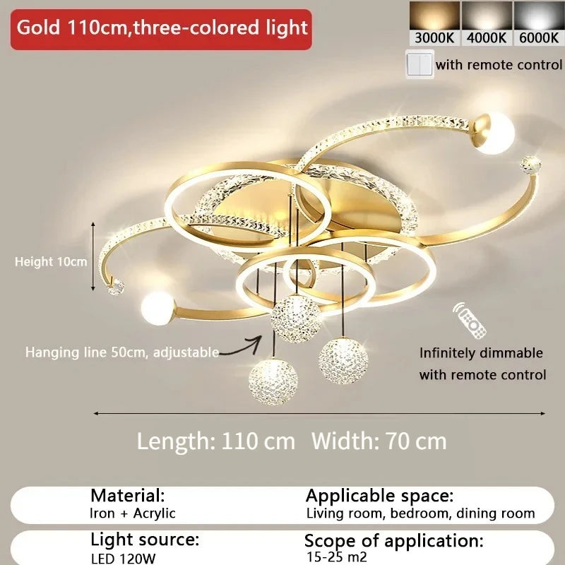 Starry sky Ceiling Chandelier Ordic Circle Living Room Led Pendant Light For Living Room Intelligent Ligjts Decoration Ceiling