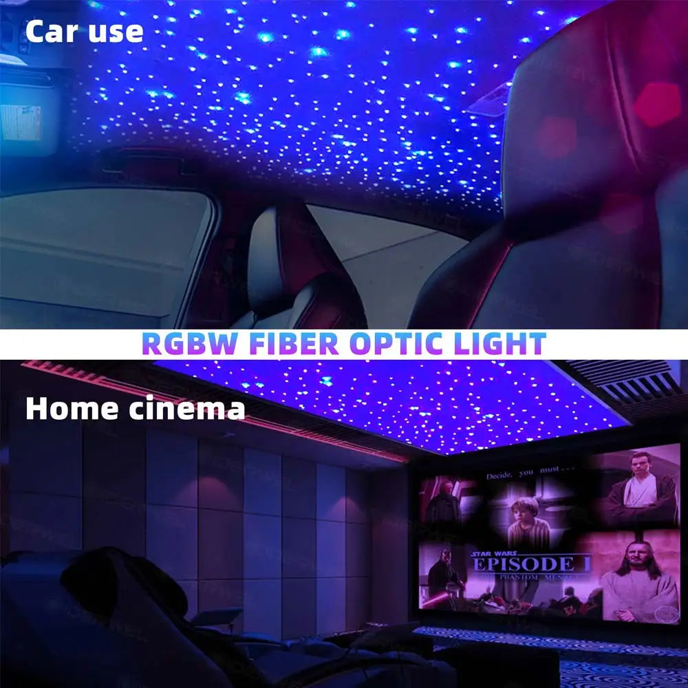 1/2/4 Split Fiber Optic Light Kit - RGBW Starry Sky Lamp with Bluetooth App & Music Sync - Distributed Ceiling Star Light for Car & Home