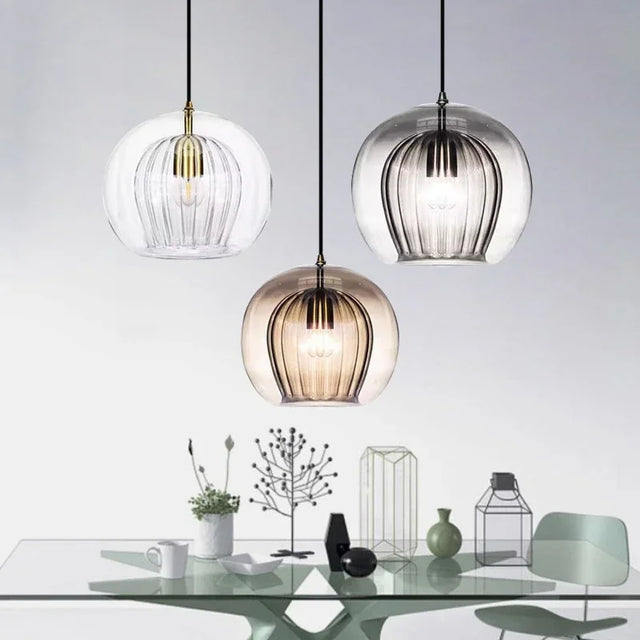Modern Glass Pendant Light LED Hanging Lamp for Dining Room Living Room Coffee Shape Home Indoor Decors Lighting Fixtures