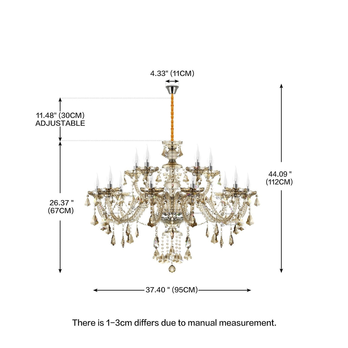 Luxurious K9 Crystal Chandelier 15-18 Arms Cognac/Transparent Ceiling Light For Living Room Home Hotel Apartment Decors