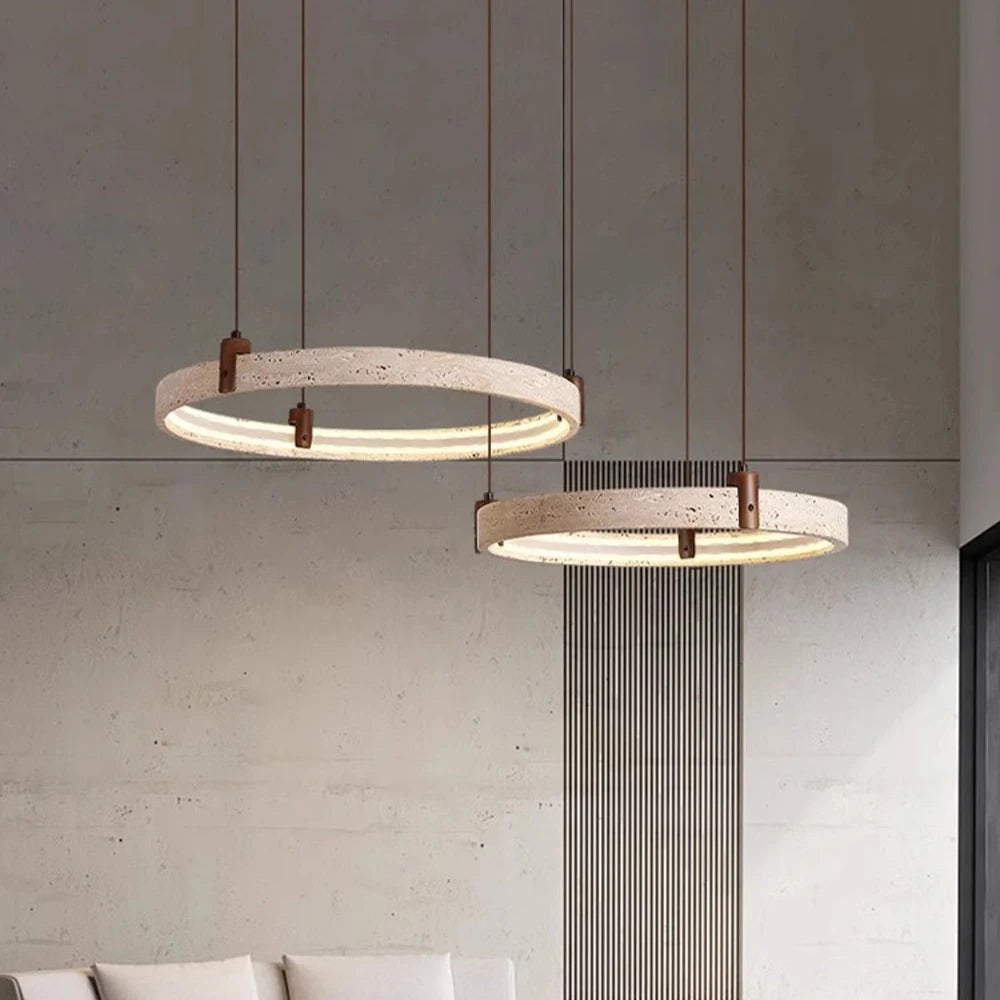 Retro Yellow Cave Stone Living Room Pendant Light Chinese Style Quiet Wind Stone Lamp LED Full Spectrum Eye Protection Lamp