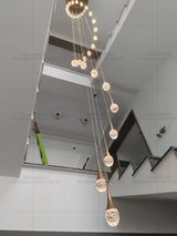 Nordic Minimalist Crystal Raindrop Pendant Light LED Staircase Chandelier For High Ceiling Villa Duplex Home Decor Living Room