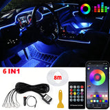 Fiber Optic LED Car Ambient Lighting - RGB Neon Interior Atmosphere Kit