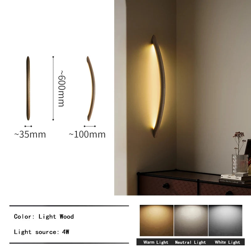 2026 Wood Arch Modern Long Pendant Light - Minimalist LED Dining Table Chandelier