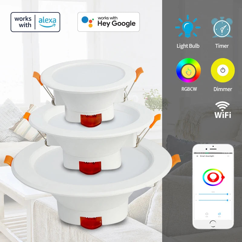 EWeLink Zigbee 3.0 Smart Downlight RGBCW Led Recessed Ceiling Light Voice Group Control Work With Alexa Google Home 5/7/9W