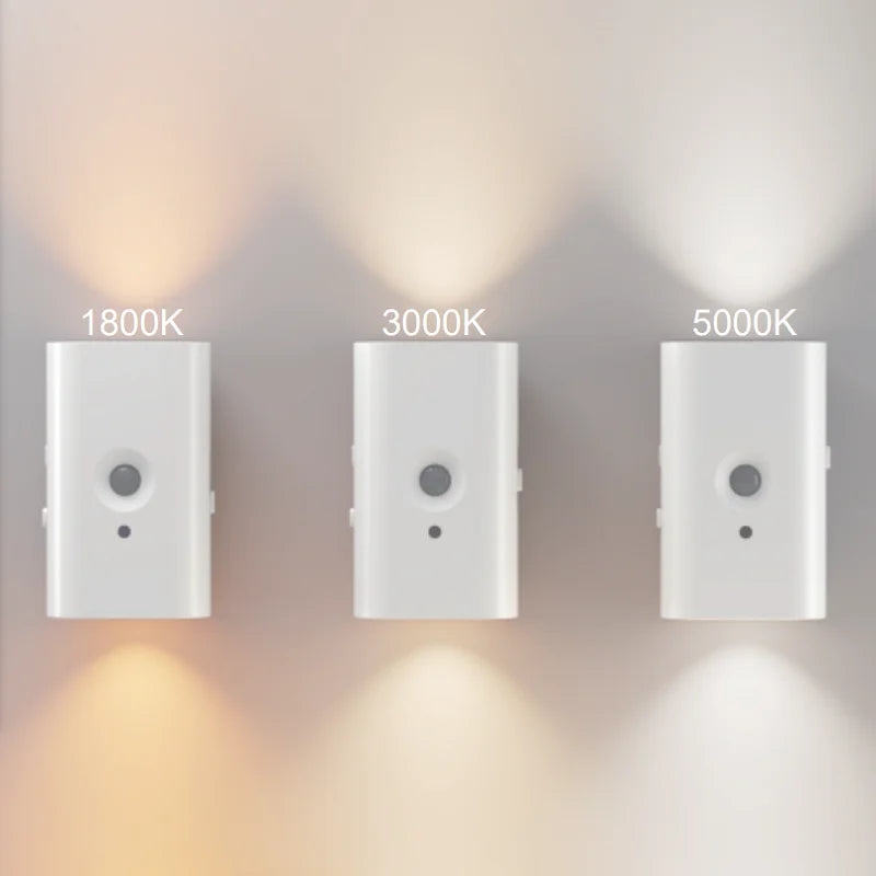 2 Pack Double-head LED Night Light with Motion Sensor Rechargeable Wall Lamp CCT And brightness Adjustable for Hallway Stair