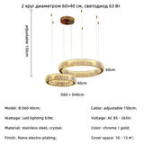 Luxury Design Gold Crystal LED Chandelier K9 Crystal Dimmable Pendant Light for Living Room Bedroom Hotel Villa Decor