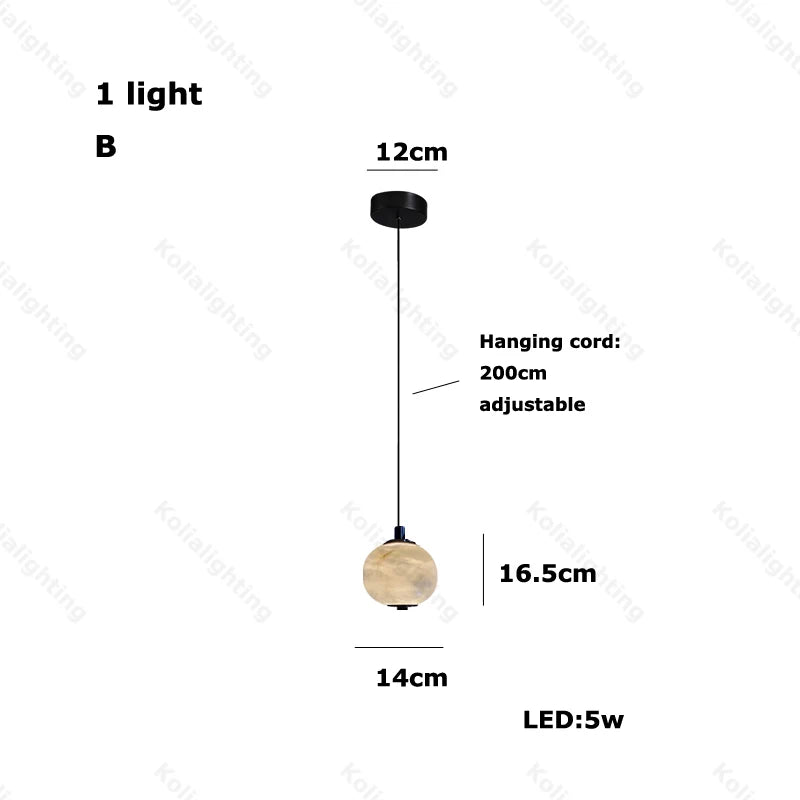 Marble Life Black Gold Hardware LED Dimmable Chandelier Lighting Alabaster Suspension Luminaire Lampen For Dinning Room