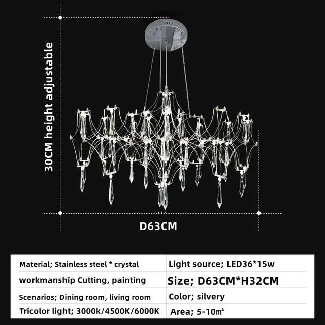 Modern Luxury Crystal Chandelier LED Starry Crystal Chandelier for Villa Parlor Bedroom Living Room Firefly Ceiling Chandeliers
