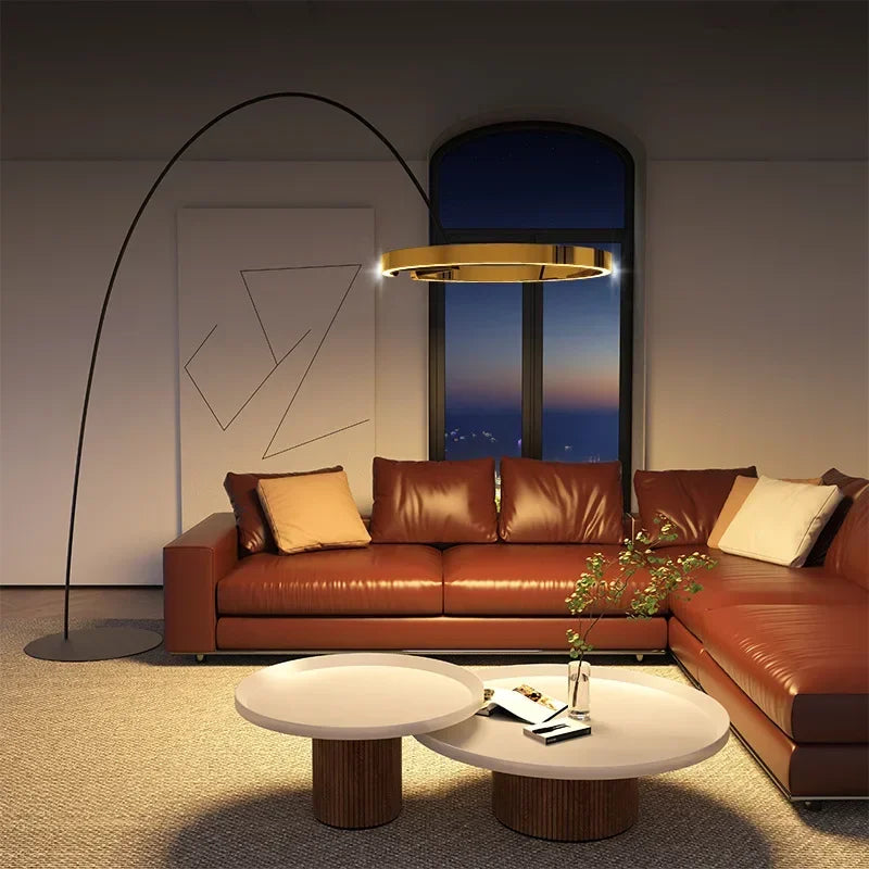 Ring Fishing Floor Lamp Room Decor Golden Long Pole Modern Simple LED Minimalist Light Luxury Designer Vertical Table Lamps