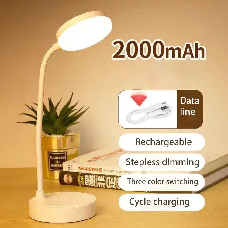 Portable LED Desk Lamp USB Plug in Table Light Support 3 Color Stepless Dimming Eye Protection Bedroom Bedside Lamp