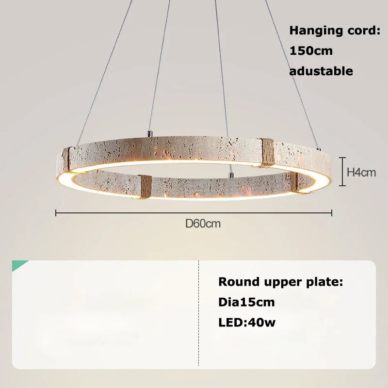 Trendy Home Decoration Round Linear Natural Stone Chandelier Lighting Lustre Para Sala Estar Hanging Lamps For Dinning Room
