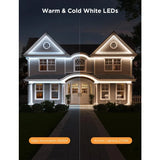 Outdoor Strip Lights with Warm and Cold White, Halloween Decoration, 32.8ft WiFi Outdoor LED Eave Lights Waterproof,