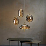 LED Nordic Net Red Bedside Chandelier Girl Light Glass Small  Luxury Long Line Personality Art Full of Stars Hotel Bar Xn