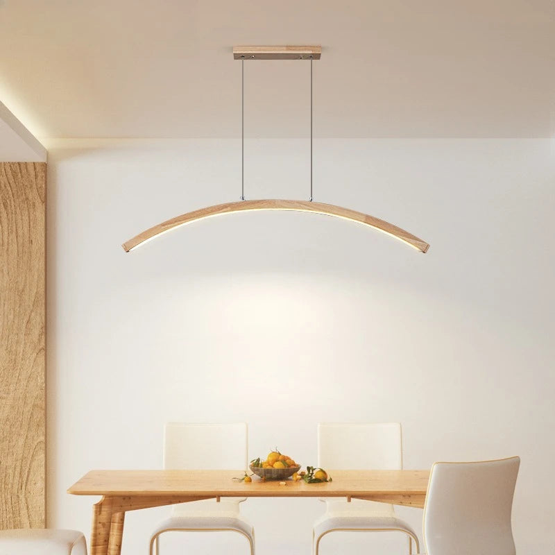 Wooden Restaurant Pendant Lamp Modern Simple Creative Log Living Room Dining Table Light LED Coffee Shop Bar Counter Chandelier