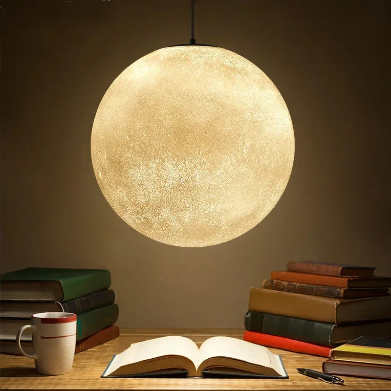 Nordic Moon Led Chandelier Living Dining Room Round Pendant Light Home Lighting Bedroom Atmosphere Hanging Lamp Lustre Luminaire