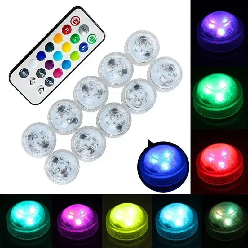 1-10PCS Car Wireless Adhesive LED Car Interior Ambient Light Remote Control Decor Auto RGB Interior Atmosphere Light Decorative