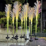 LED Solar Outdoor Reed Lamp (IP65 Waterproof) - Fiber Optic Landscape Stake Light Fixture for Garden, Lawn, Yard & Christmas Holiday Path Decor