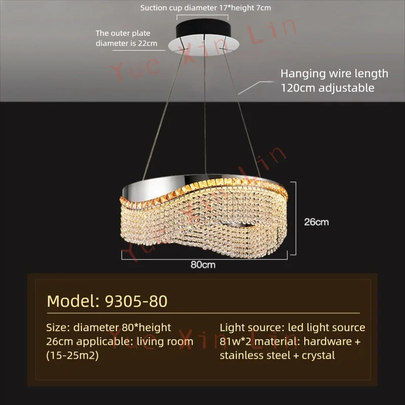 Nordic Crystal Pendent lamp Living room Chandelier New Dining room Bedroom Luxury LED Pendant High-end Interior Lighting Luster