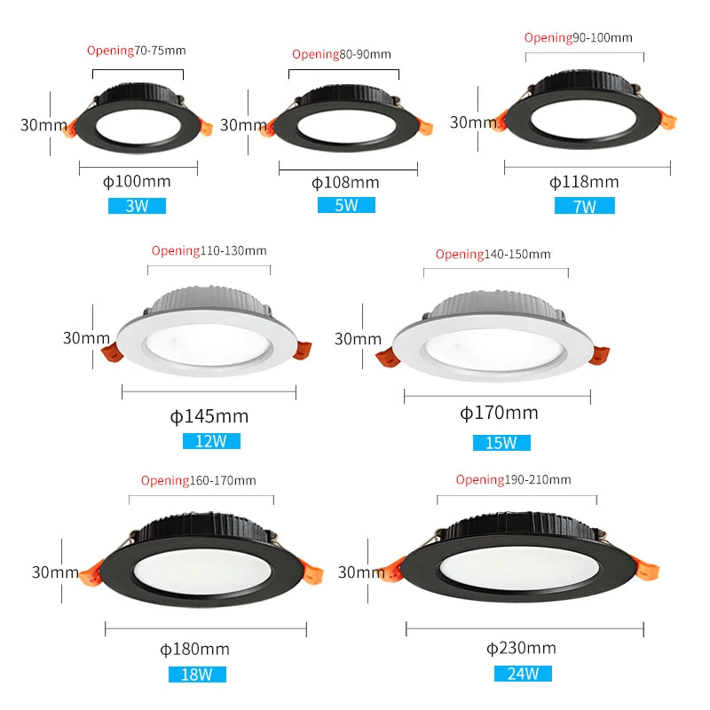 220V IP65 downlight waterproof DC12V LED ceiling light outdoor spotlights for recessed 3W 5W 12W High brightness lighting