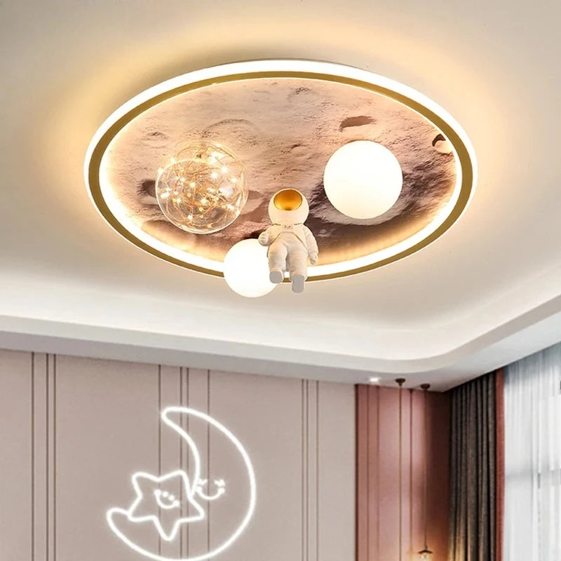 Modern Nordic Lunar Surface Astronauts-Shaped LED Ceiling Lights Art Lamps for Salonchildren Bedroom Home Decoration Chandeliers