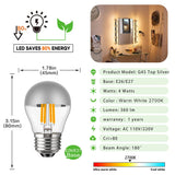 G45 Edison LED Globe Night Bulb - 4W Dimmable E12 E14 E26 E27 Silver Top Mirror Light