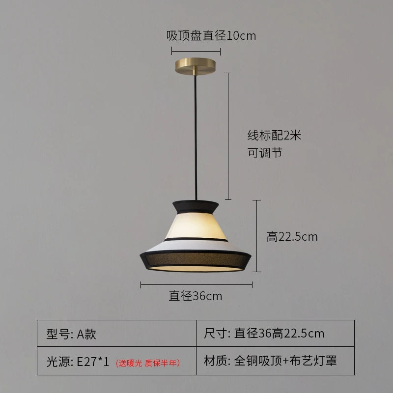 Rattan Pendant Light Minimalist Wabi-sabi Fabric Decorative Danish Design Light Interior Restaurant Bedroom Dining Room Light