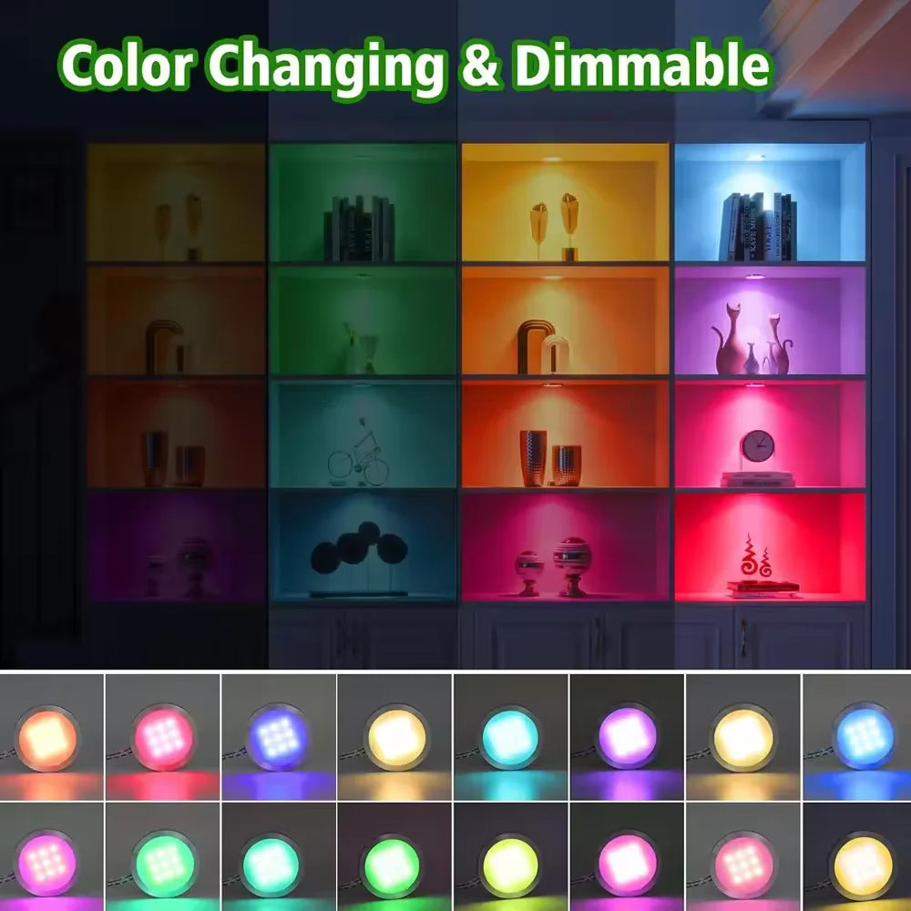 Tuya WIFI DC12V RGB Color Under Cabinet Lights Dimmable Puck Light Festival Wardrobe Bedroom Kitchen for Alice Alexa Google Home