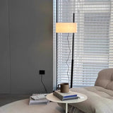 Spanish Designer Floor Lamp with E27 Light Bulb Metal Body Fabric Shade Height Adjustable