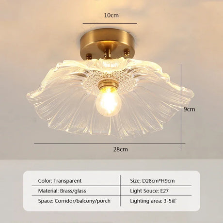 Retro LED Glass Ceiling Lights Nordic Brass Flower Aisle Decors Fixtures Living Room Corridor Balcony lamp Home Lighting Lusters'
