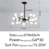 Creativity Firefly LED Chandelier Black Gold for Living Room Bedroom Hall Home Decor Indoor Lighting Minimalist Ceiling Pendant