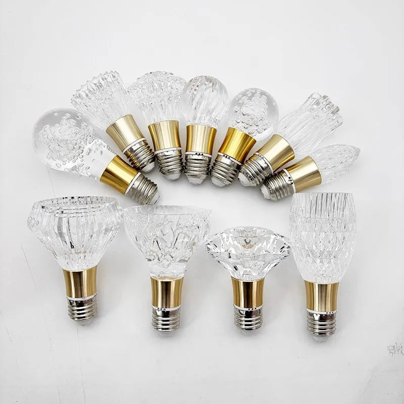 Acrylic Crystal Mini Pendant Light 2pcs - E27/E14 LED Fairy Lamp for Bedroom & Kitchen, Warm White/Cold White, 110V-220V